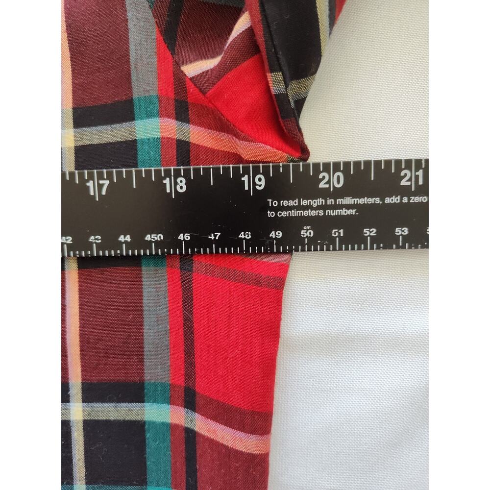 Cheryl Tiegs Women's Size 10 Plaid Collared Button-Up Shirt Red Green Black 3/4 - Picture 6 of 10